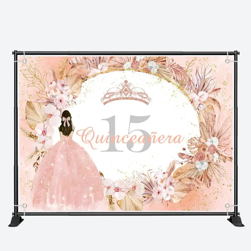 Bohemia Flowers Quinceanera 15th Birthday Backdrop - Aperturee