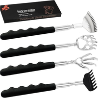 [New Deal] 4Pcs Different Back Scratcher Tool Set with Rubber Handles & Metal Portable Telescoping Back Scratcher for Adults,...