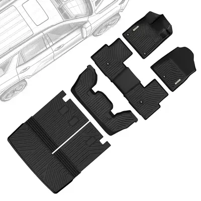 OEDRO Floor Mats Liners Compatible with 2023-2025 Honda Pilot, Unique Black TPE All Weather Protection Car Mats Includes 1st ...