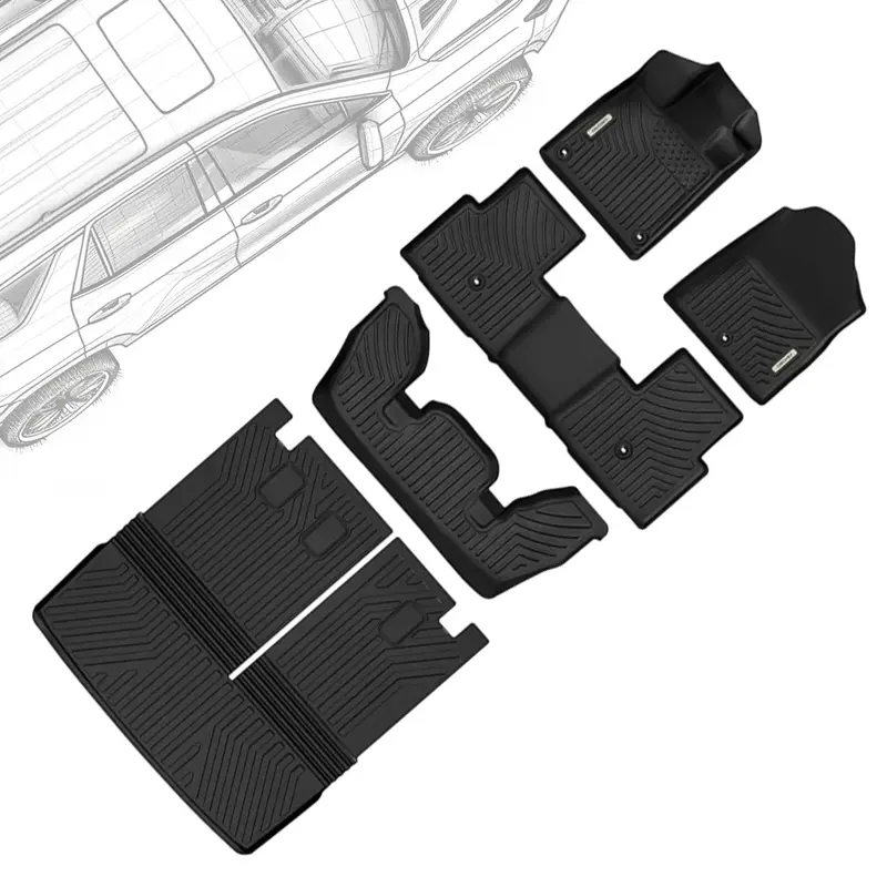 OEDRO Floor Mats Liners Compatible with 2023-2025 Honda Pilot, Unique Black TPE All Weather Protection Car Mats Includes 1st ...