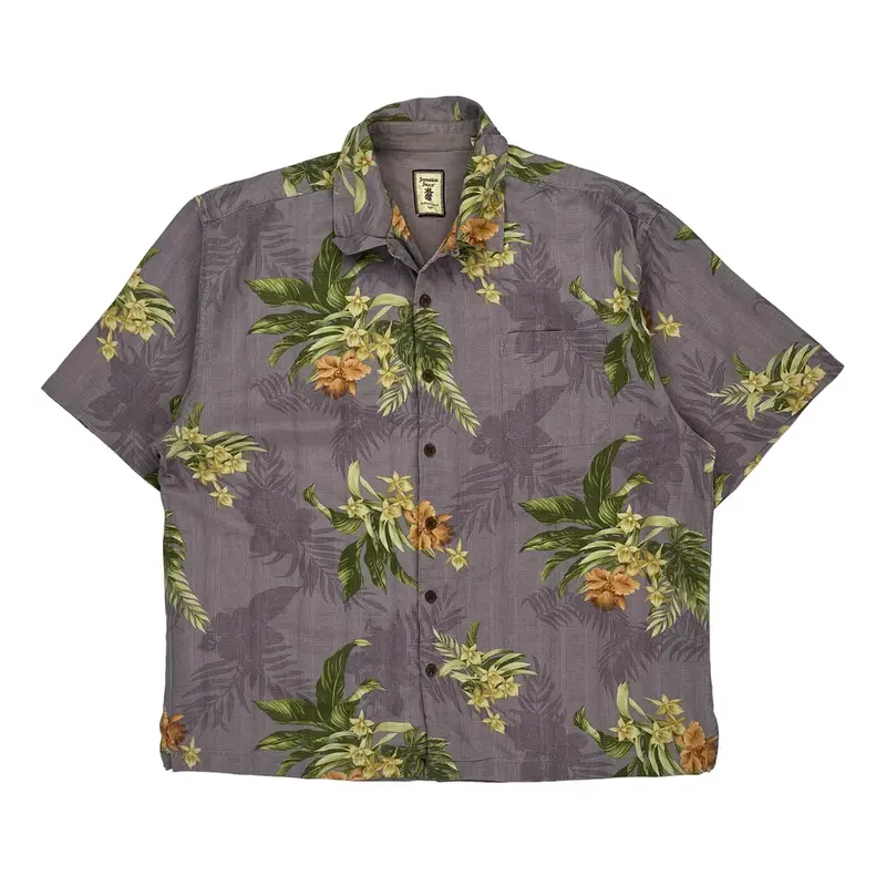 Jamaica Jaxx Hawaiian Shirt - XL Grey Silk