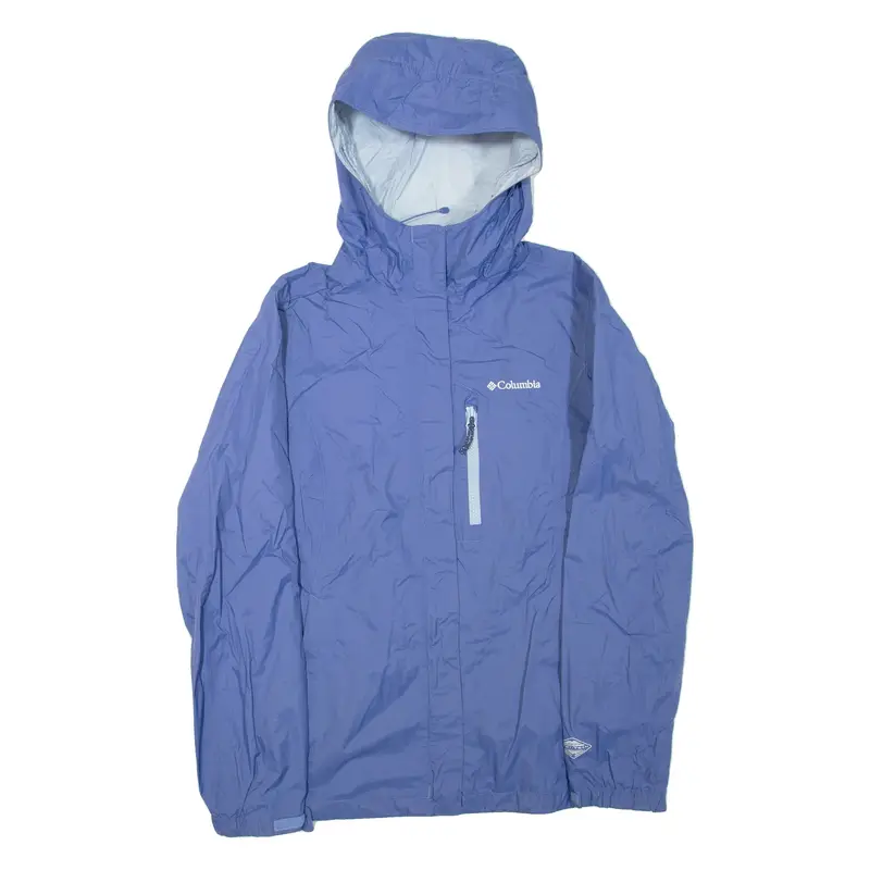 COLUMBIA Womens Rain Jacket Purple Nylon Hooded S