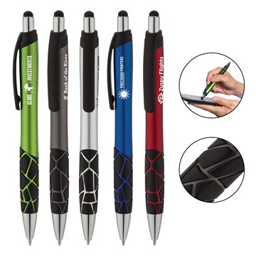 250 Customized Geo Ballpoint Pen Stylus - Metallic & Textured