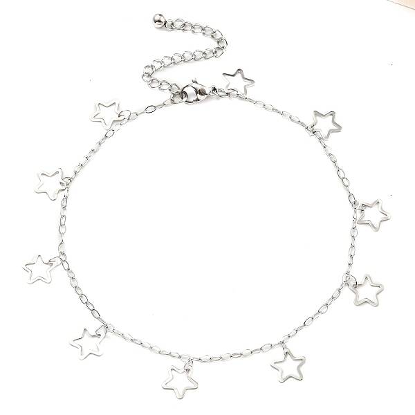 Non-Tarnish 304 Stainless Steel Cable Chain Hollow Charm Bracelets