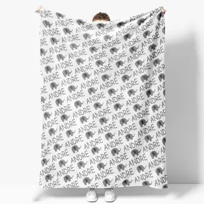 Grey Elephant Personalized Name Baby Blanket - Aperturee