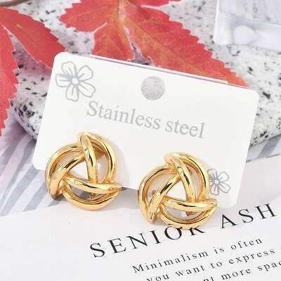 304 Stainless Steel Swirl Stud Earrings