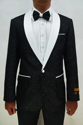 Paisley-300 Black/White - Mens Wholesale Blazers