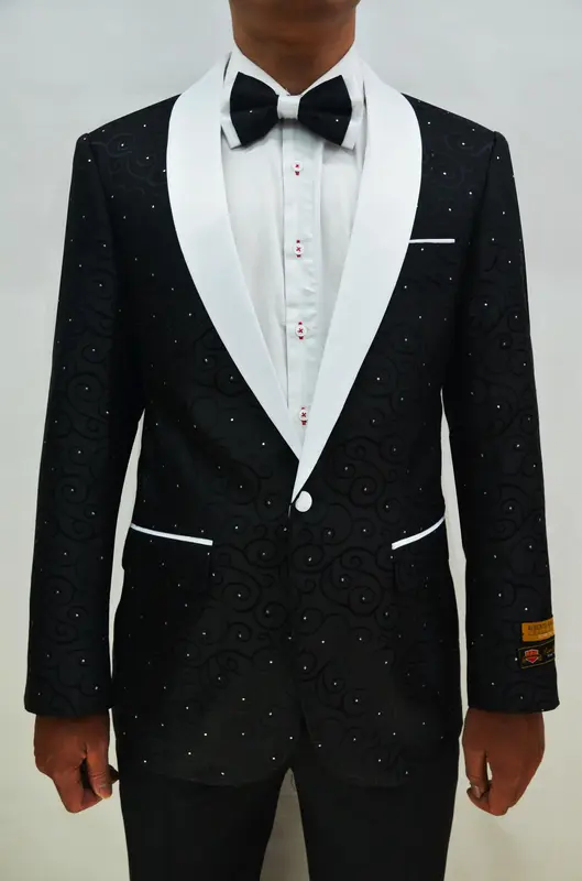 Paisley-300 Black/White - Mens Wholesale Blazers