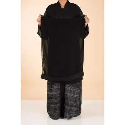 Gray Modern linen Kimono Abaya