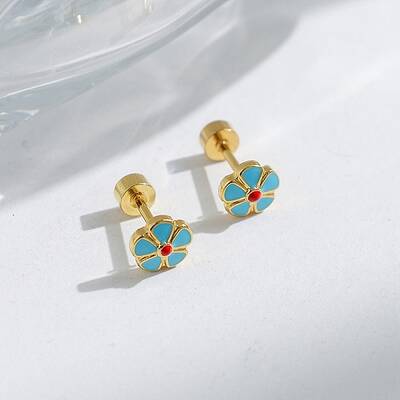 304 Stainless Steel Stud Enamel Earrings
