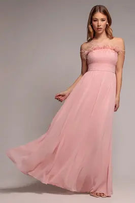 Goddiva Bridesmaids Chiffon Maxi Dress - Blush