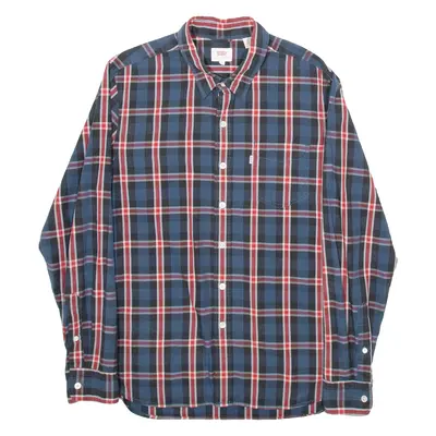 LEVI'S Mens Shirt Blue Check Long Sleeve S