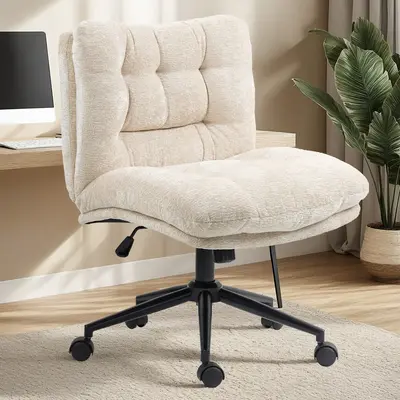 Dowinx Criss Cross Chair with Wheels, Premium Fabric Morden Home Vanity Chair Wide Seat,DualLayer Thickened Cushion