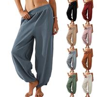 Molitree Womens Baggy Wide Leg Pants Casual Elastic Waisted Palazzo Harem Pants with Pockets
