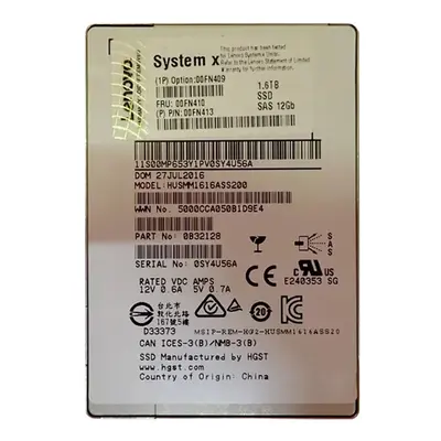 00FN410 IBM 1.6TB Multi-Level Cell SAS 12Gb/s Hot Swappable 2.5-Inch Solid State Drive