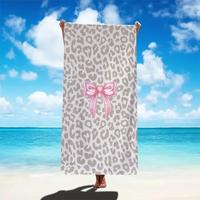 Bow & Floral Pattern Beach Towel, Soft Water Absorbent Towel, Comfortable Beach Towel for Camping, Surfing, Bathing, Summer B...