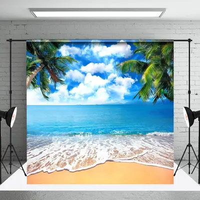 Blue Sky Beach Holiday Summer Photoshoot Backdrop - Aperturee