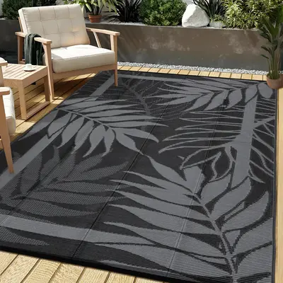 Garvee Waterproof Reversible Outdoor Rug - Durable Plastic Carpet for Patio, Garden, Deck, Camping - Easy Clean, Non-Slip, UV...