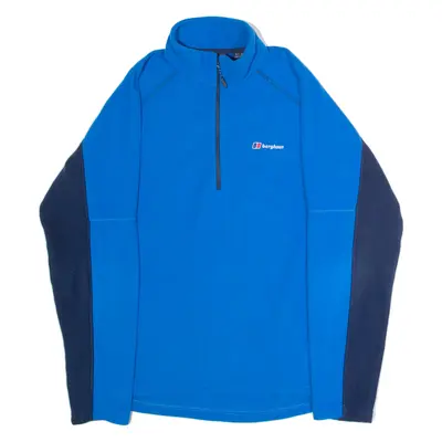 BERGHAUS Mens Fleece Blue Colourblock 1/4 Zip L