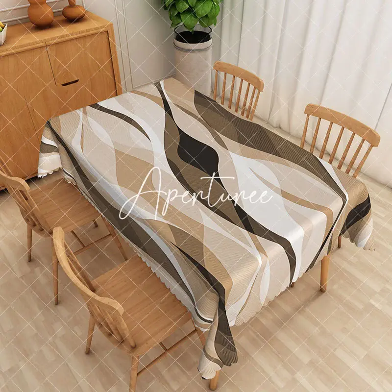Aperturee Dynamic Multi Color Striped Wave Pattern Tablecloth, 52 x 70 inch, 30.82 USD, rectangle tablecloths, ZJY04946-A