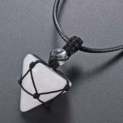Natural Quartz Crystal Cone Pendant Necklace