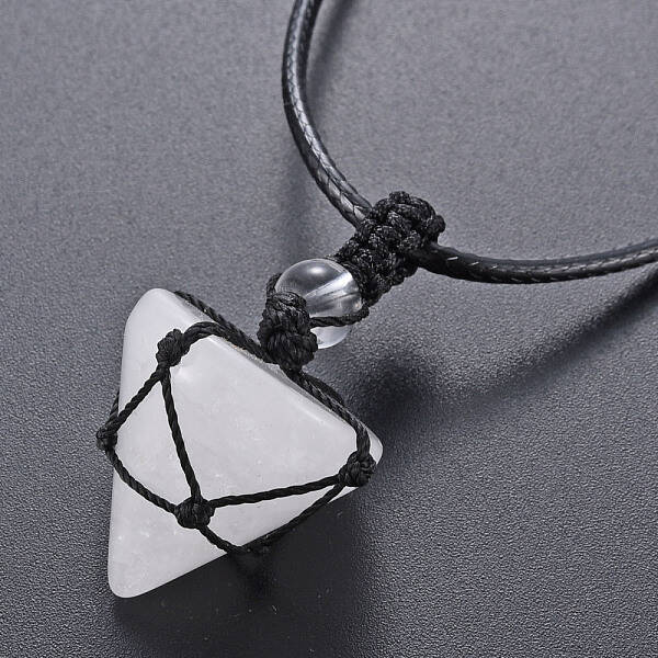 Natural Quartz Crystal Cone Pendant Necklace