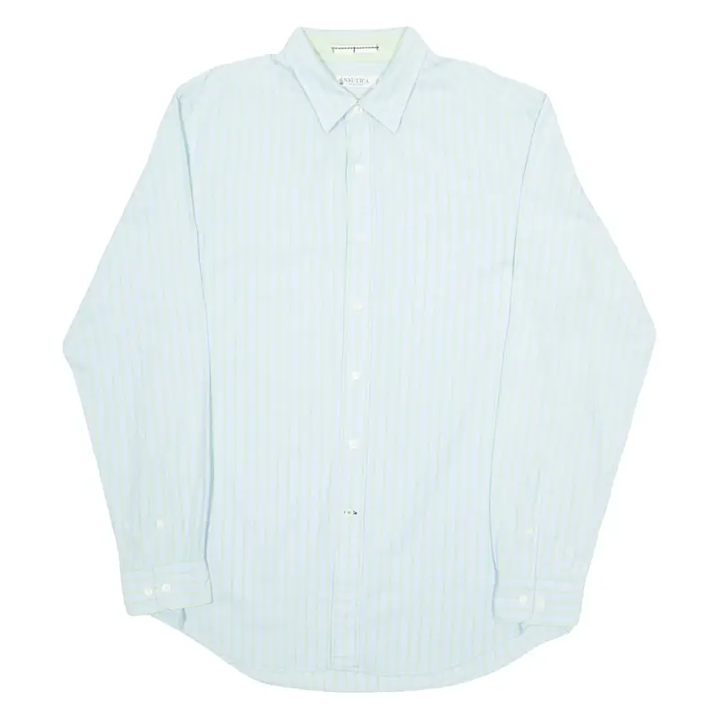 NAUTICA Slim Fit Mens Shirt Blue Striped Long Sleeve L