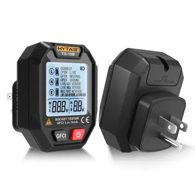 HYTAIS Digital Socket Tester, LCD Screen Smart Detector, Portable Electrical Measuring Instruments, Socket Detector for Home...