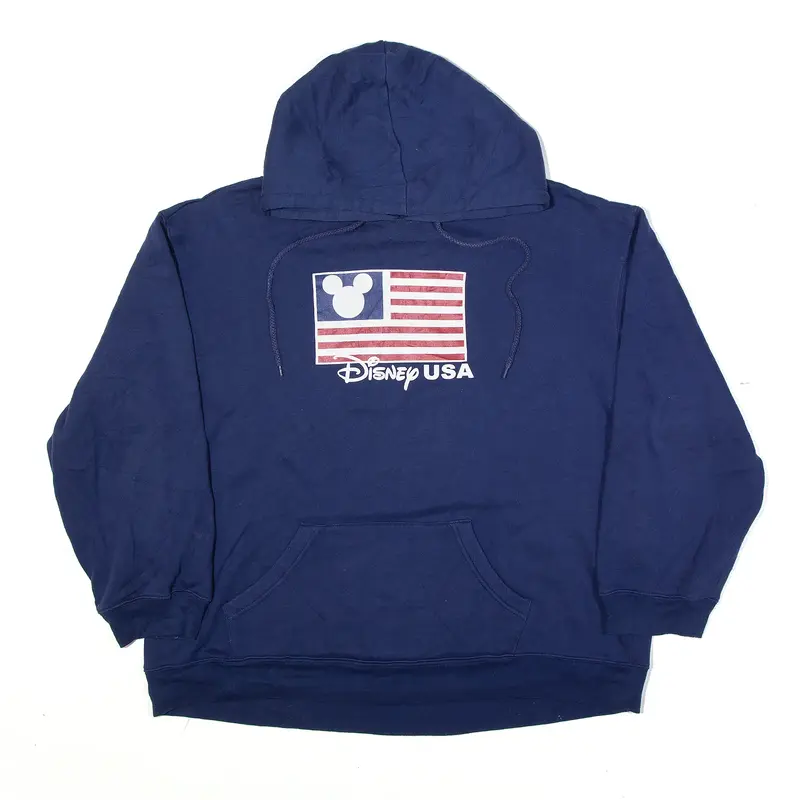 DISNEY STORE Mickey Mouse USA Hoodie Blue Pullover Mens M