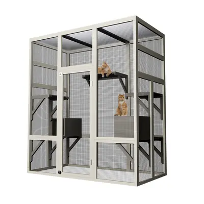 Garvee 70 Large Outdoor Catio Cat Enclosure, Wood Cat Patio with Waterproof UV-Resistant Roof, Cats Shelter with 5 Platforms...