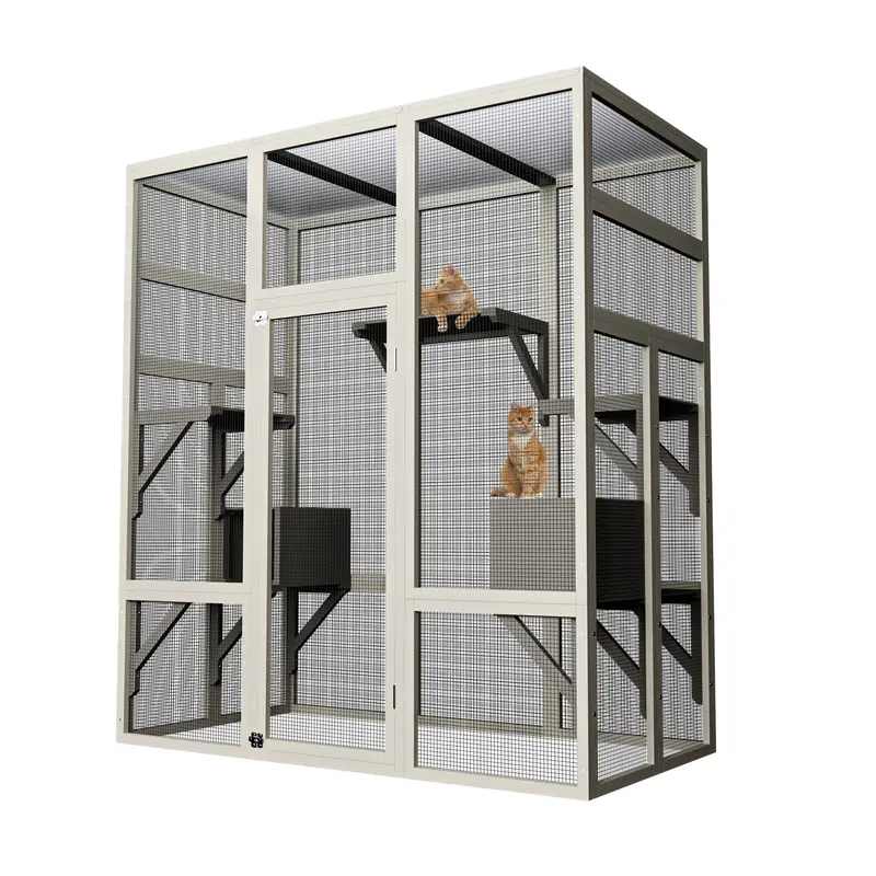 Garvee 70 Large Outdoor Catio Cat Enclosure, Wood Cat Patio with Waterproof UV-Resistant Roof, Cats Shelter with 5 Platforms...
