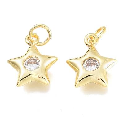 Brass Micro Pave Cubic Zirconia Charms