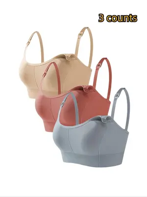 Women's Solid Front Buckle Wireless Maternity Bra, Comfortable Adjustable Strap Lingerie for Maternity, Summer Outfits, Mate...