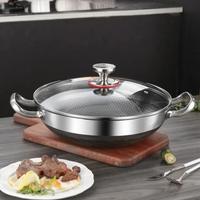 CNCEST 12.59-inch Stainless Steel Non-Stick Frying Pan Durable Cookware with Glass Lid Healthy Cooking, Easy to Clean, Compat...