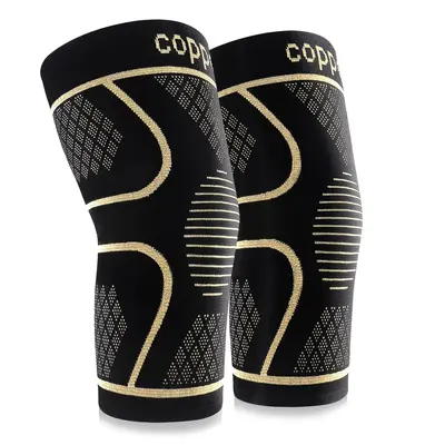 Professional Copper Sports Knee Pads, 2 Counts/set Unisex Knitting High Elasticity Knee Sleeves, Suitable for Fitness Runnin...