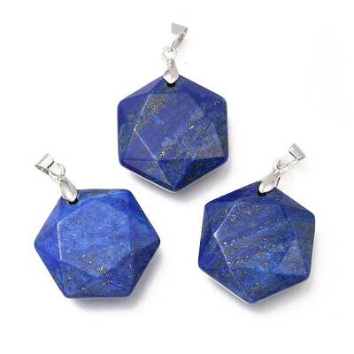 Faceted Natural Lapis Lazuli Pendants