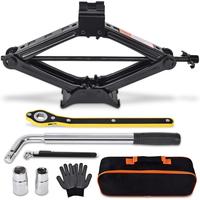 Car Jack Kit Scissor Jack for Car 2 Ton (4409 lbs) Tire Jack Tool Kit Universal Car Emergency Kit with Lug Wrench Tire Changi...