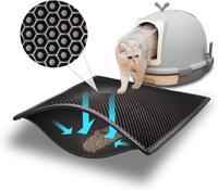 24x15 Inch (Pack of 1) Cat Litter Mat Double Layer Waterproof Urine Proof Trapping Mat  ,Gray