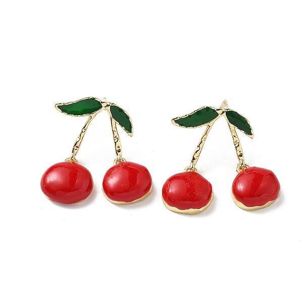 Brass Enamel Stud Earrings
