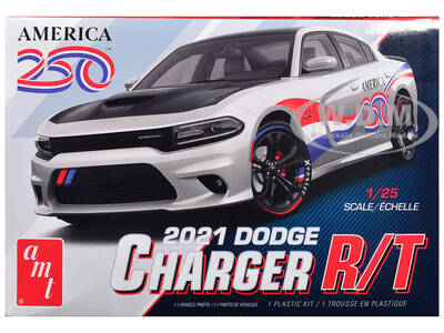 Skill 2 Model Kit 2021 Dodge Charger R/T America 250 1/25 Scale Model by AMT