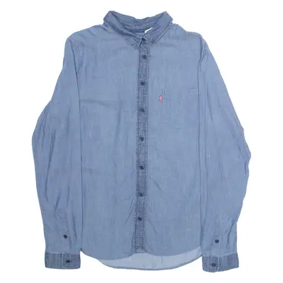 LEVI'S Classic Fit Mens Plain Shirt Blue Long Sleeve M