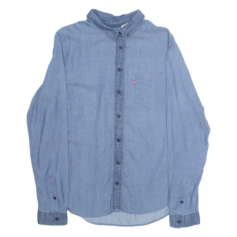 LEVI'S Classic Fit Mens Plain Shirt Blue Long Sleeve M