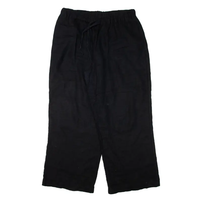 BODEN Womens Trousers Black Regular Wide-Leg Linen W32 L30