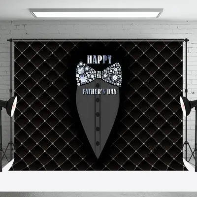 Royal Black Tie Diamonds Happy Fathers Day Backdrop - Aperturee
