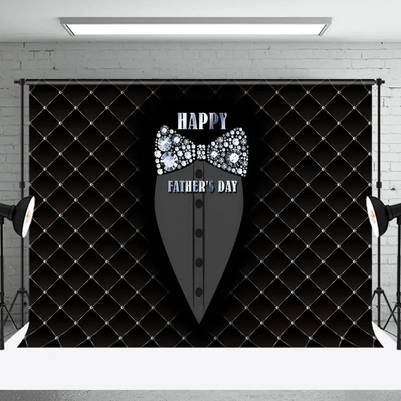 Royal Black Tie Diamonds Happy Fathers Day Backdrop - Aperturee