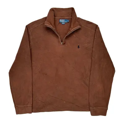 Polo By Ralph Lauren 1/4 Zip - Large Brown Cotton