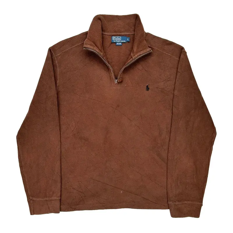 Polo By Ralph Lauren 1/4 Zip - Large Brown Cotton