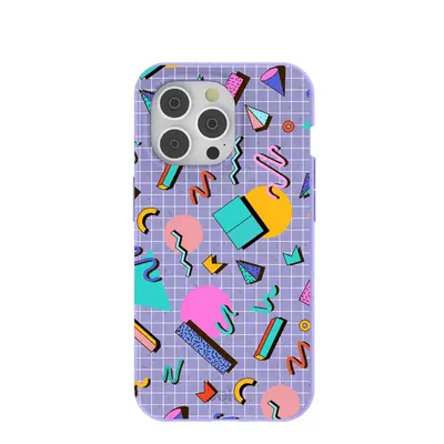 Lavender Retro Grid iPhone 14 Pro Case