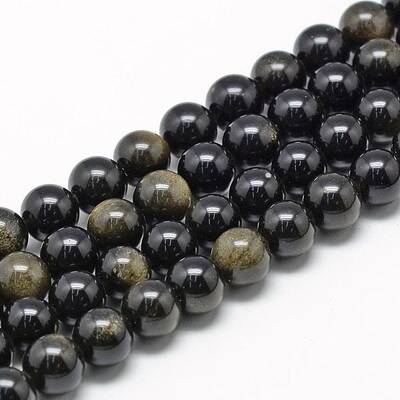 Natural Golden Sheen Obsidian Beads Strands