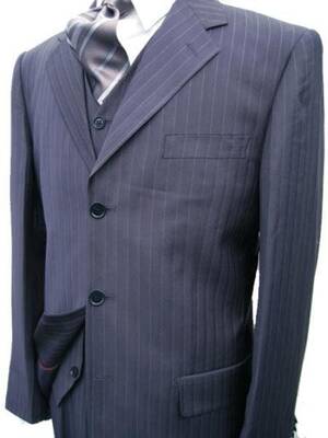 Men Blue Fit Suit - Pleated Pants - Athletic Fit Suits - Executive Cut Suit